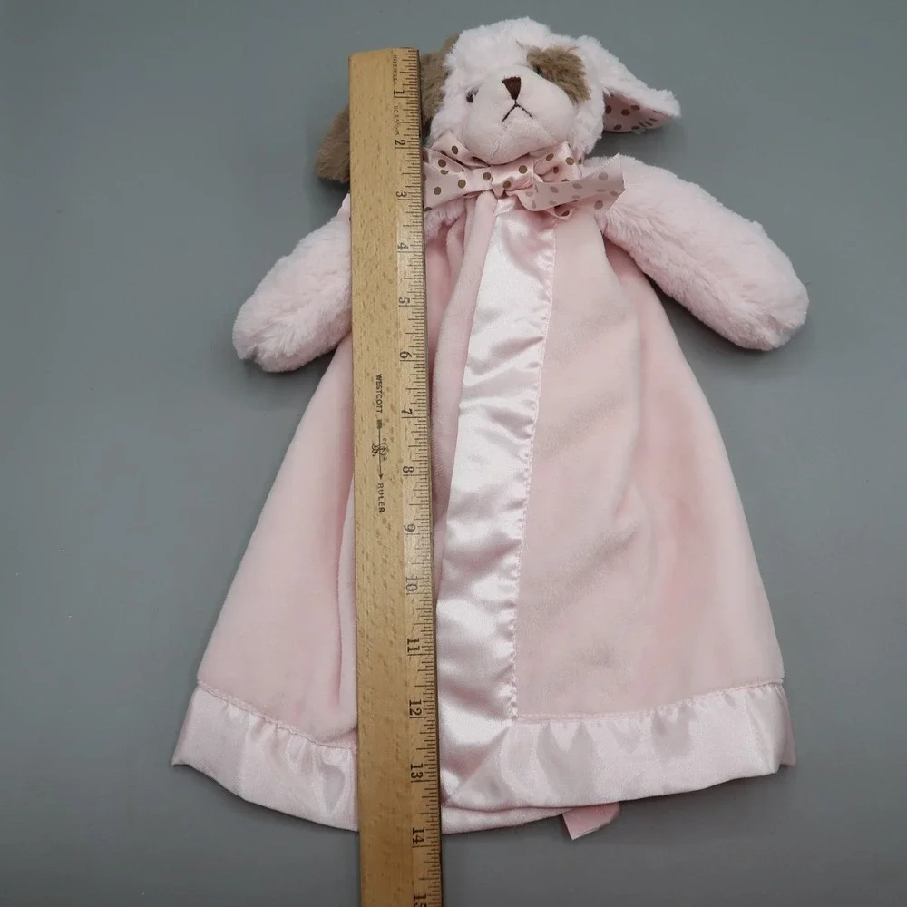 Bearington Baby Collection Puppy Dog Pink Satin Girl Security‎ Blanket Toy Lovey